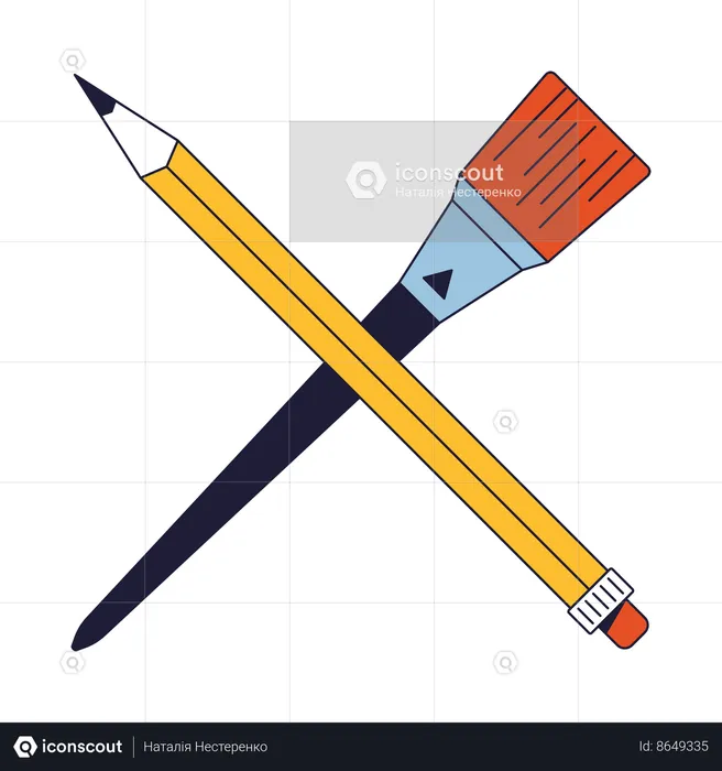 Pencil and paintbrush  Illustration