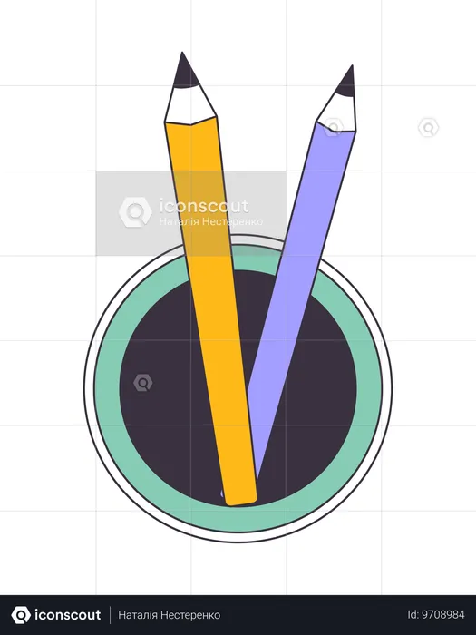 Pencils organizer top view  Illustration