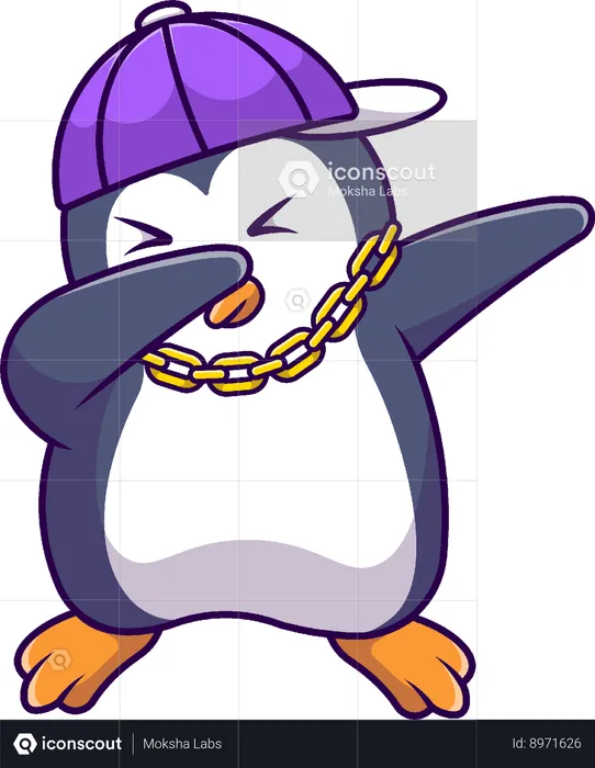 Penguin Dabbing And Wearing Hat  Illustration