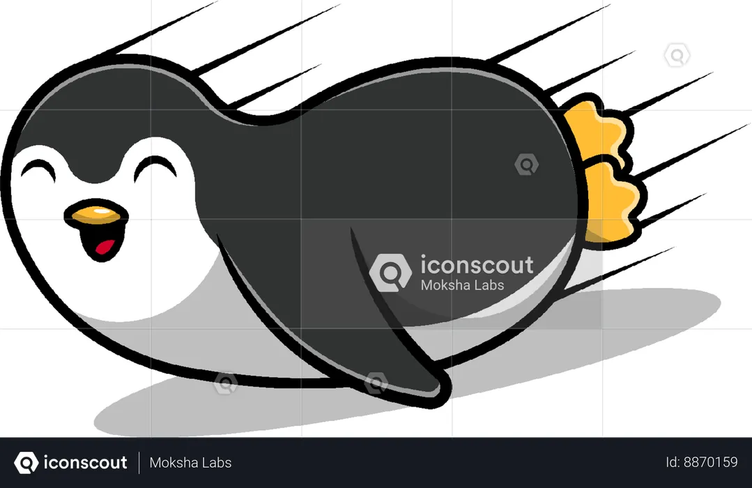 Penguin  enjoying Sliding  Illustration