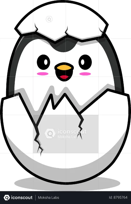 Penguin On Egg  Illustration