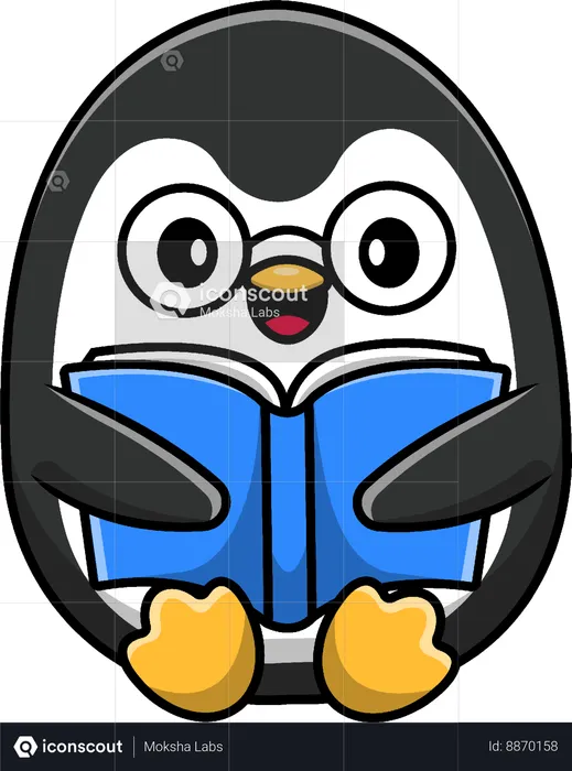 Penguin Reading Book  Illustration