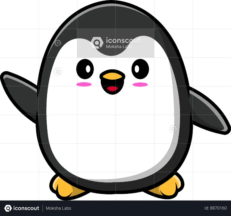 Penguin Waving Hand  Illustration