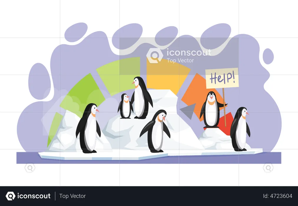 Penguins suffering from high temperature  Illustration