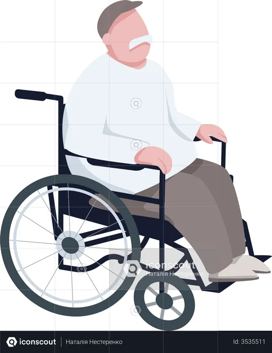 Pensioner in wheelchair  Illustration