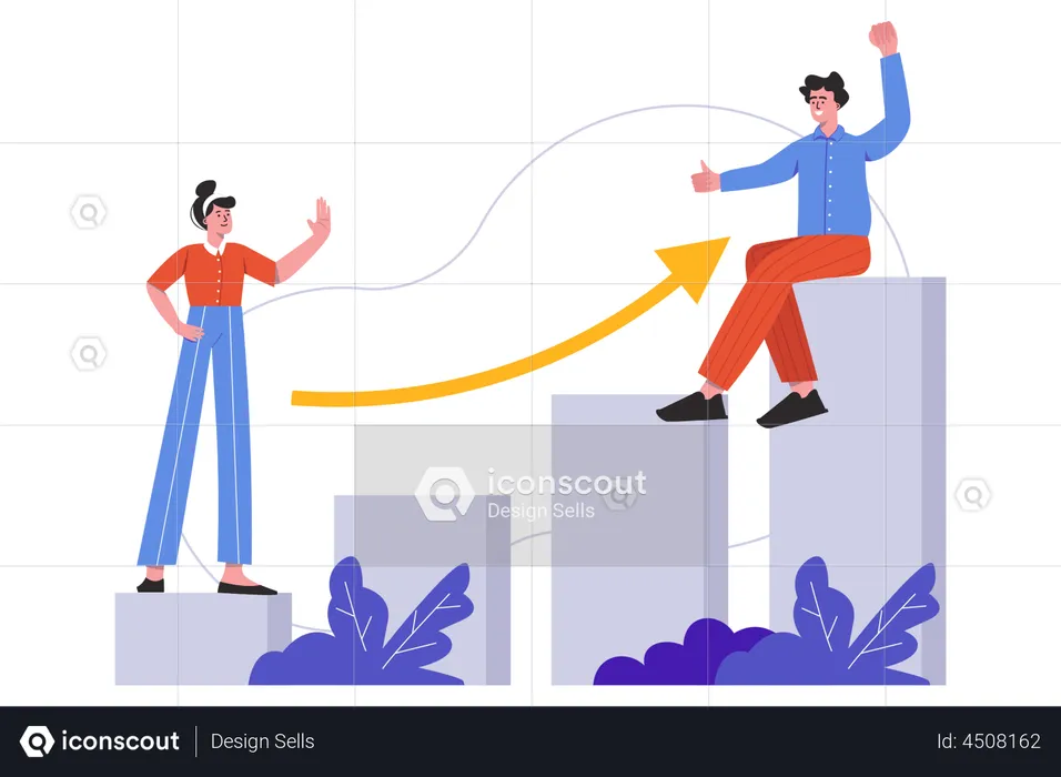People achieve career goals  Illustration