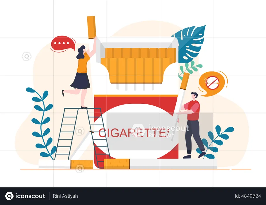 People addicted by Cigarettes  Illustration