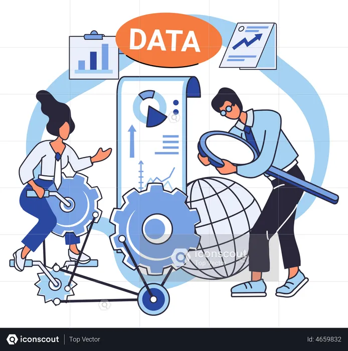 People analyzing big data  Illustration