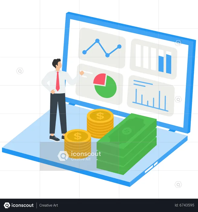 People analyzing financial graphs  Illustration