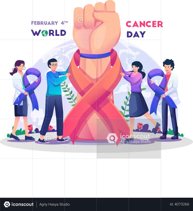 People and doctor flight for cancer  Illustration