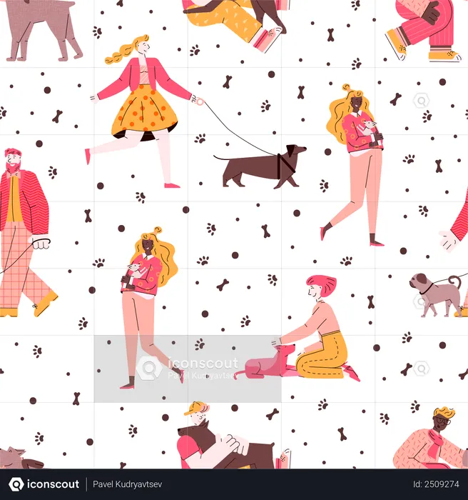 People and dogs  Illustration