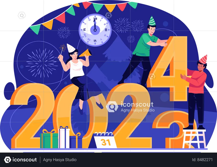 People Are Changing the Letter of the Year in Preparation for the New Year 2024  Illustration