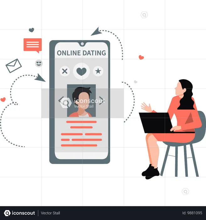 People are dating online  Illustration