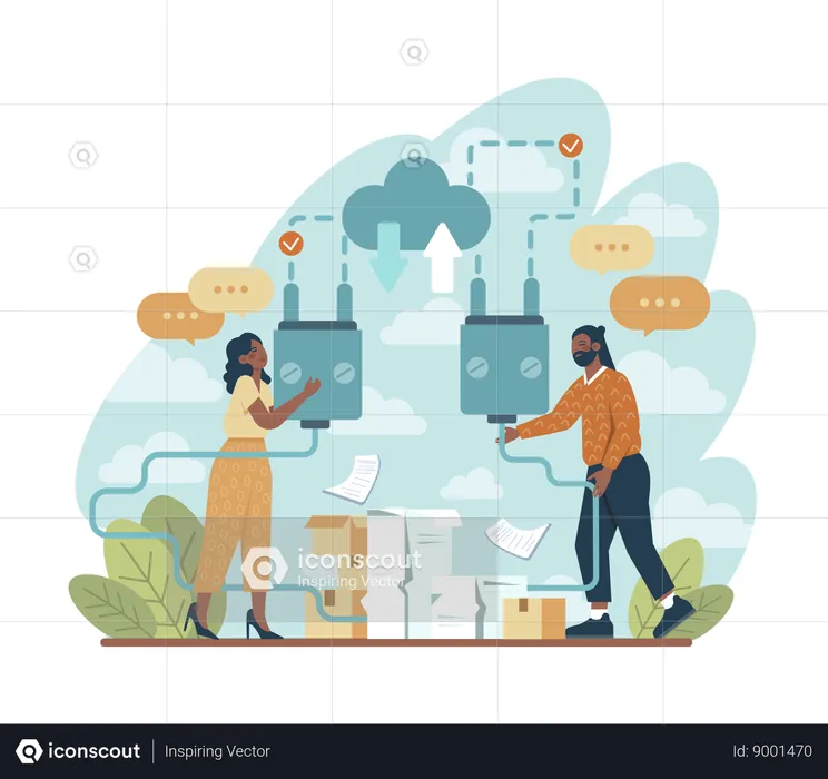 People are doing cloud transfer  Illustration