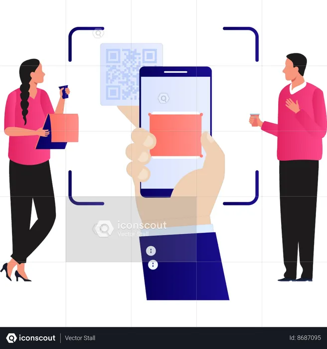 People are doing mobile scan for payment  Illustration