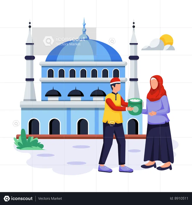 People are doing Ramadan charity  Illustration