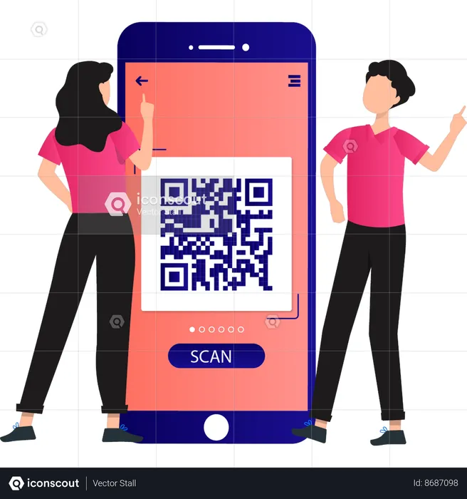 People are doing scanning for payment  Illustration