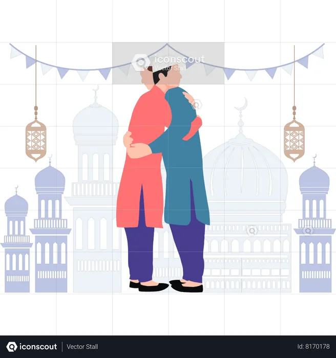 People are meeting on Eid  Illustration