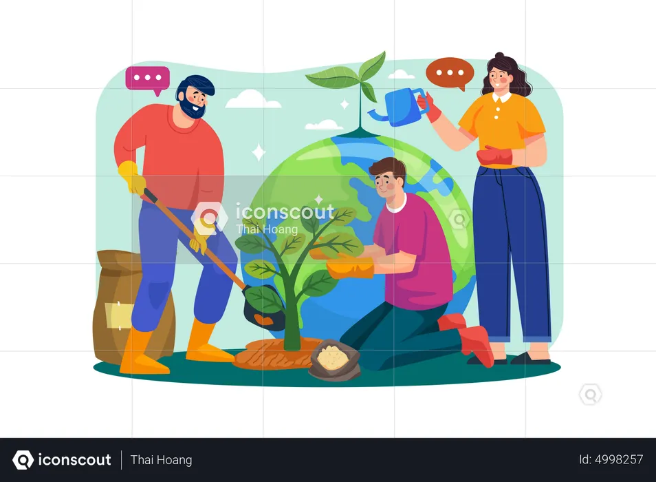 People Are Planting Trees Around The Globe  Illustration
