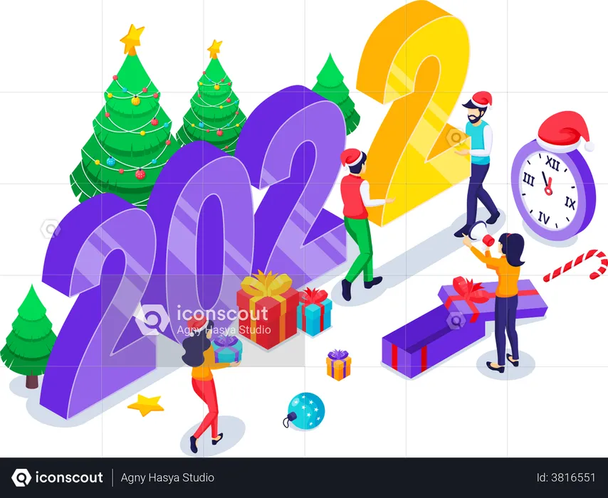 People are preparing for the new year  Illustration