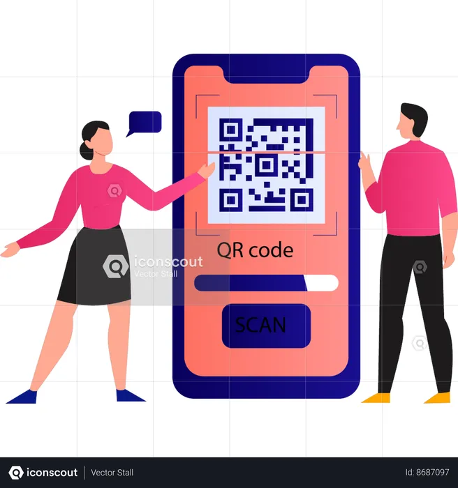 People are scanning codes  Illustration