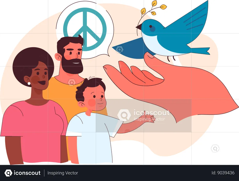 People are spreading message of peace  Illustration