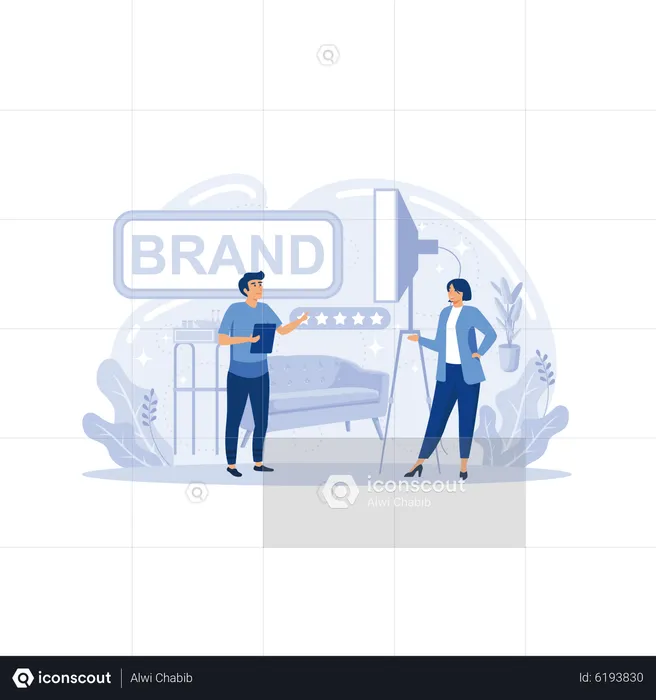 People are working on Brand creation  Illustration