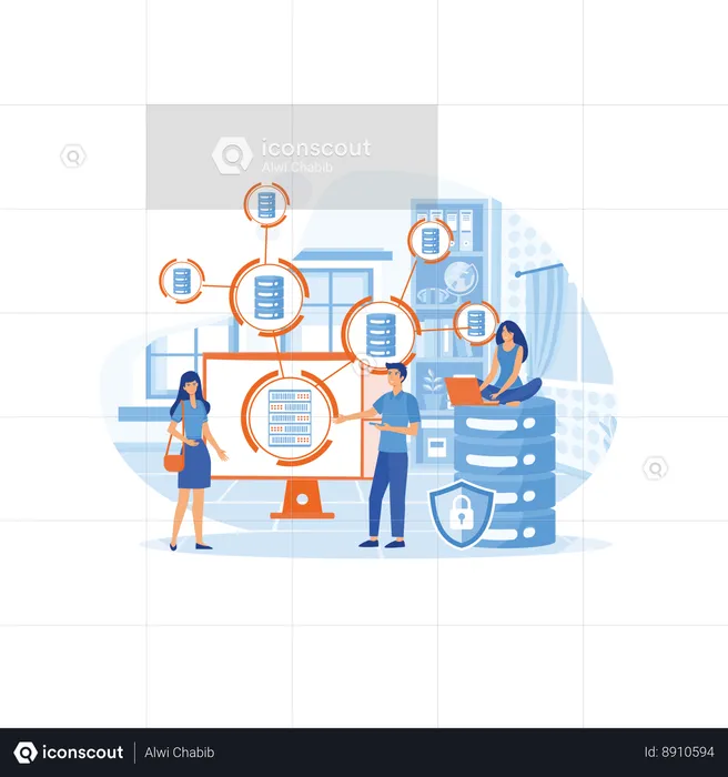 People are working on server configuration  Illustration