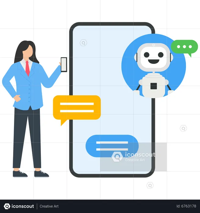People asking a questions and receiving answers from helpdesk operator or chatbot  Illustration