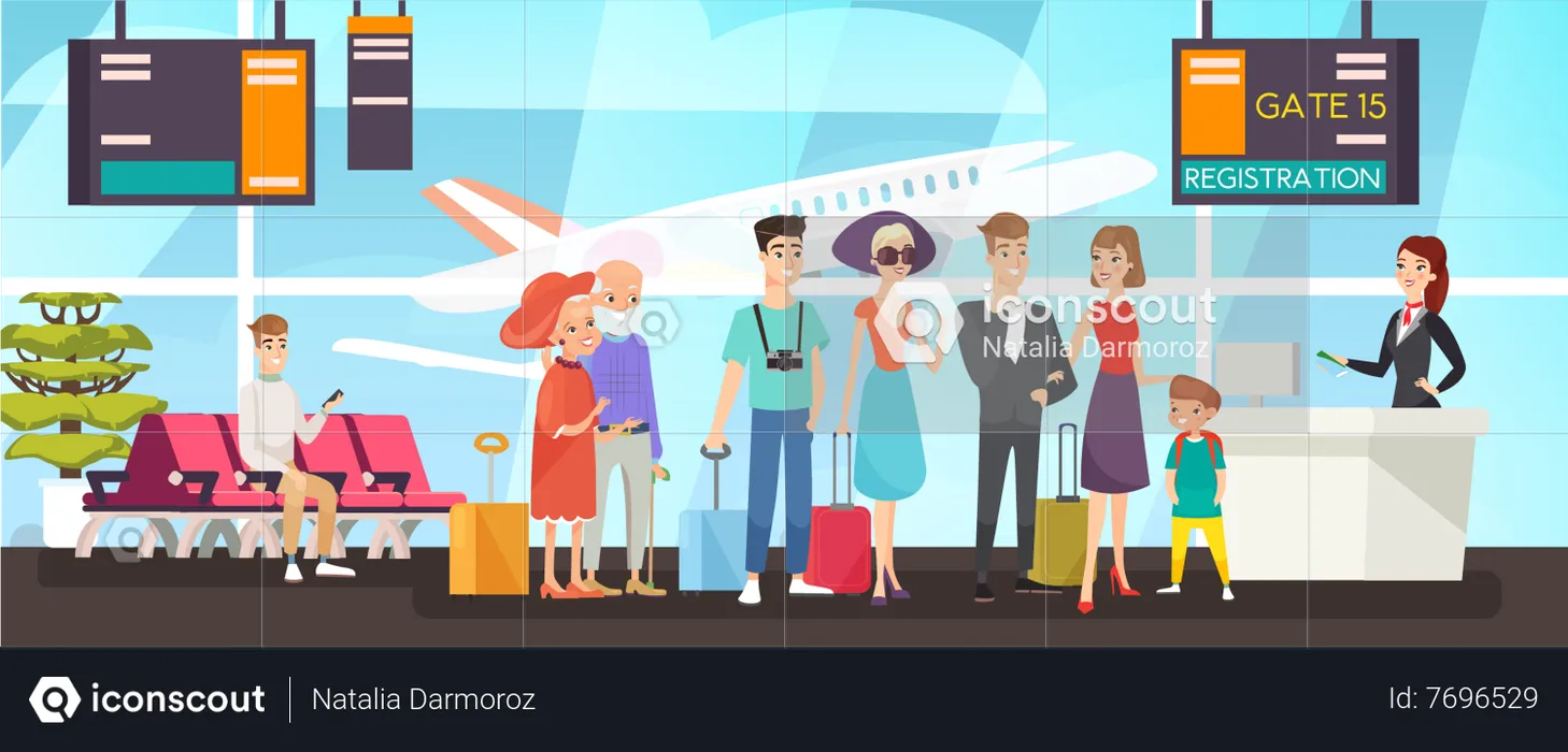 People at airport  Illustration