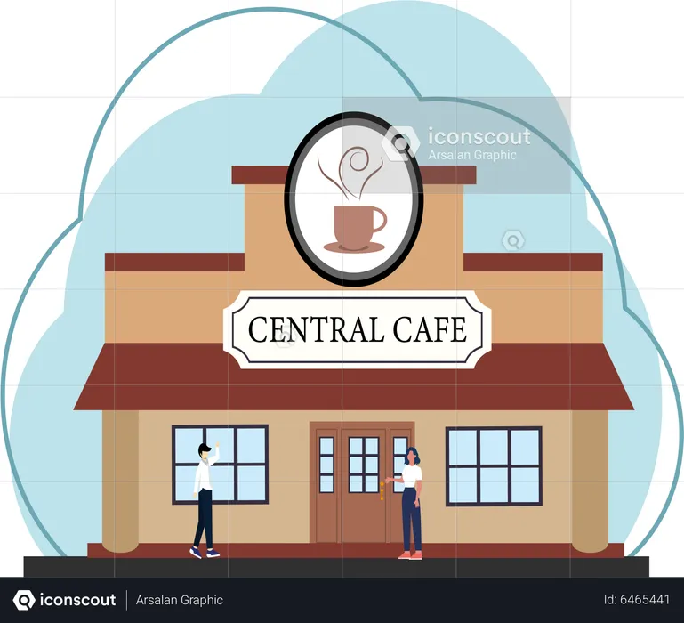 People at central cafe  Illustration