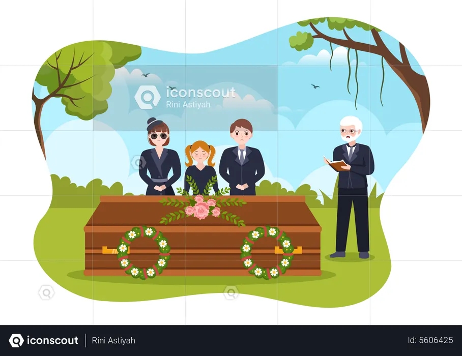 People at Funeral Ceremony  Illustration