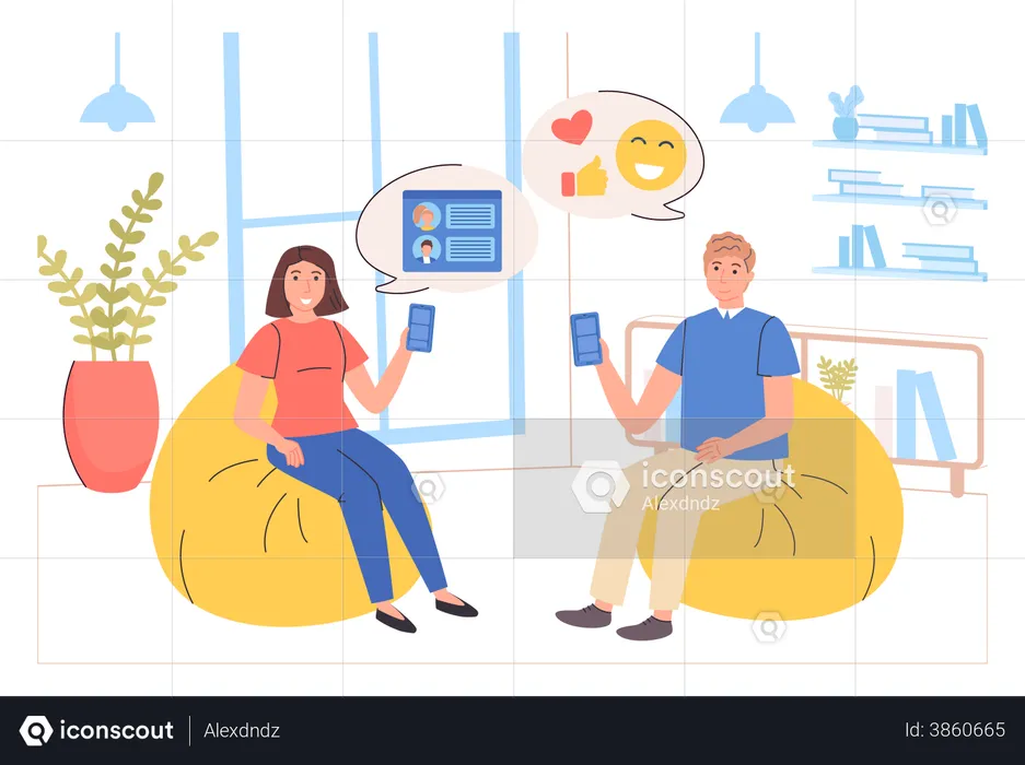 People browsing social network  Illustration