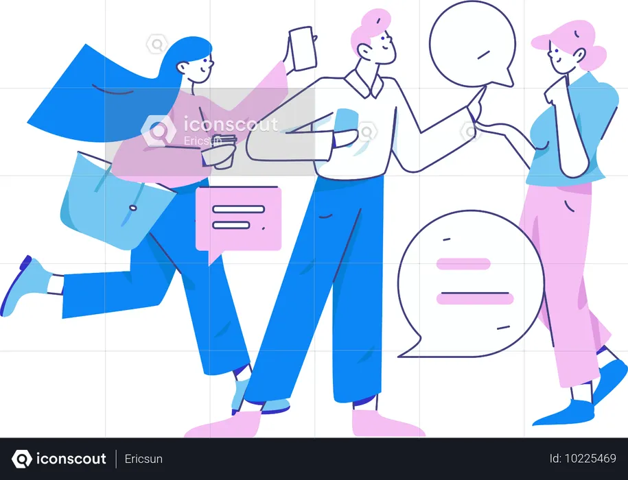 People busy in online conversations  Illustration