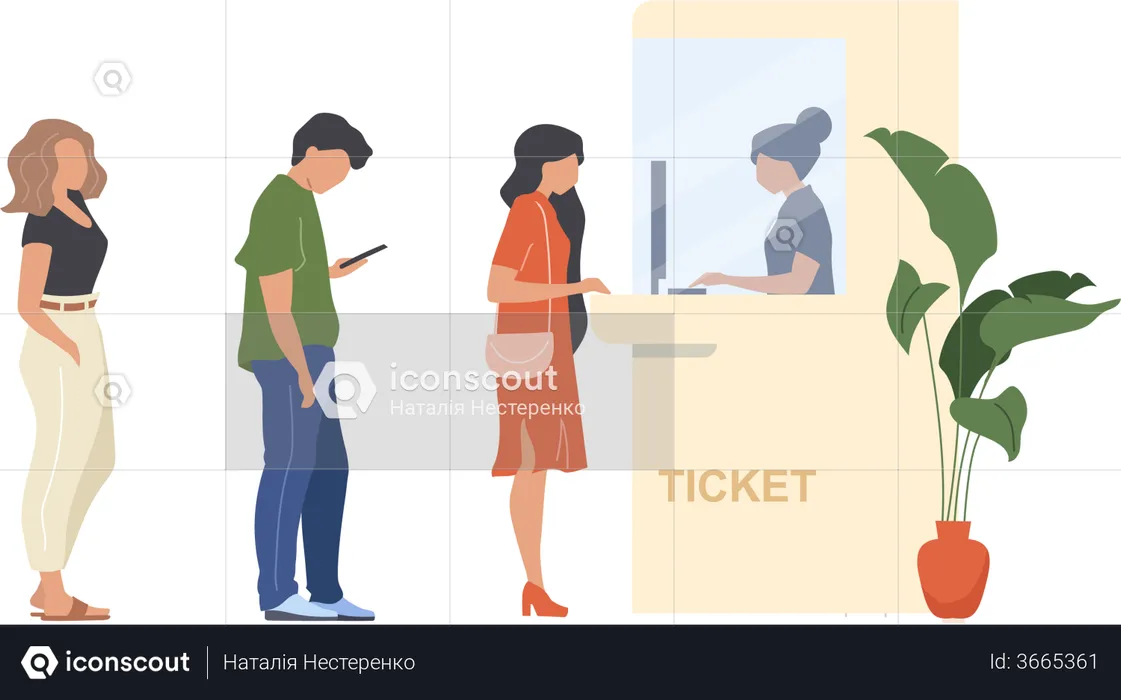People buy ticket  Illustration