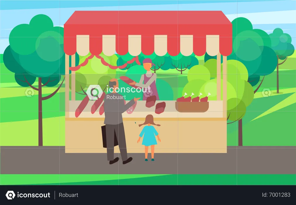 People buying bread at Bread stall  Illustration
