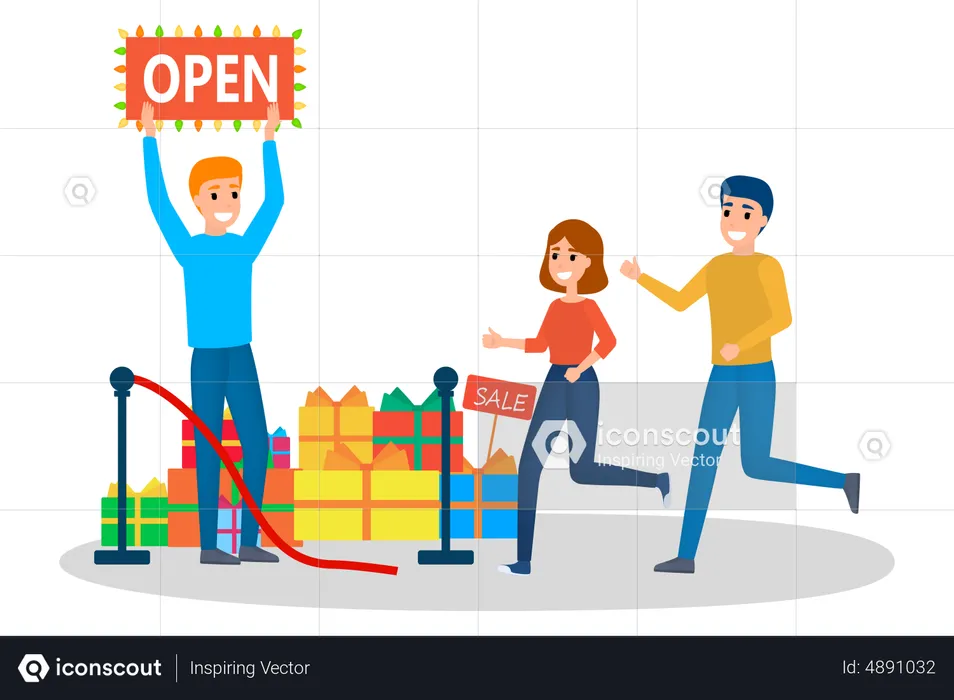 People Buying Gift  Illustration