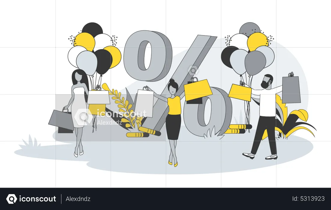 People buying goods during discount  Illustration