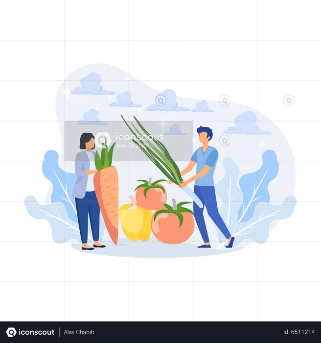 People buying Grocery  Illustration