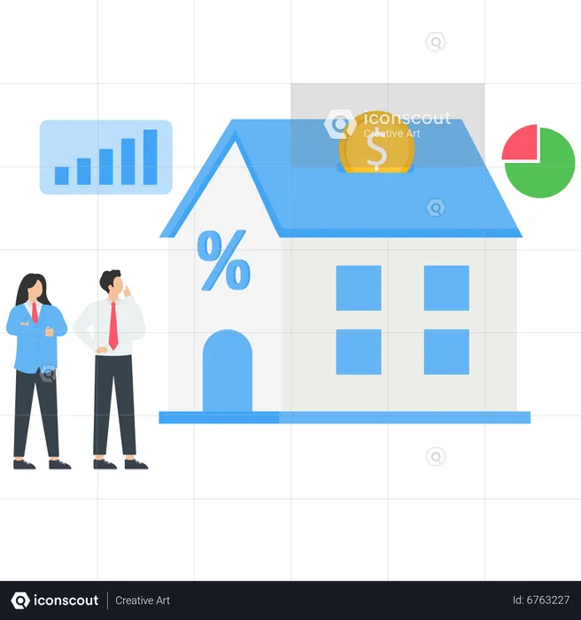 People Buying Home with Mortgage  Illustration