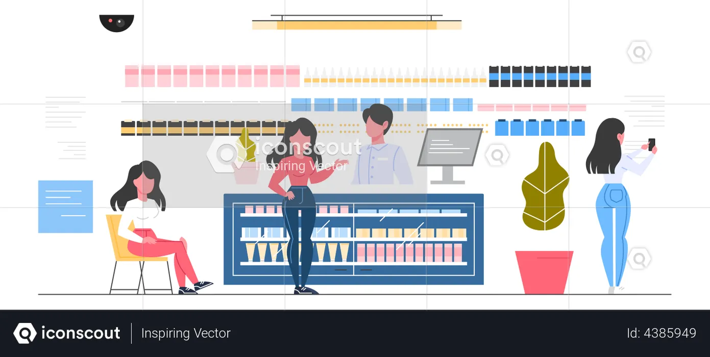 People buying medicine from pharmacy  Illustration