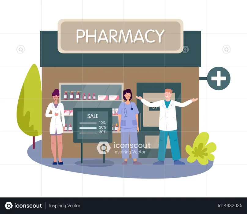 People buying medicine from store  Illustration