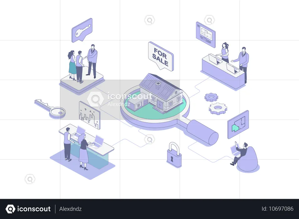 People buying real estate house  Illustration