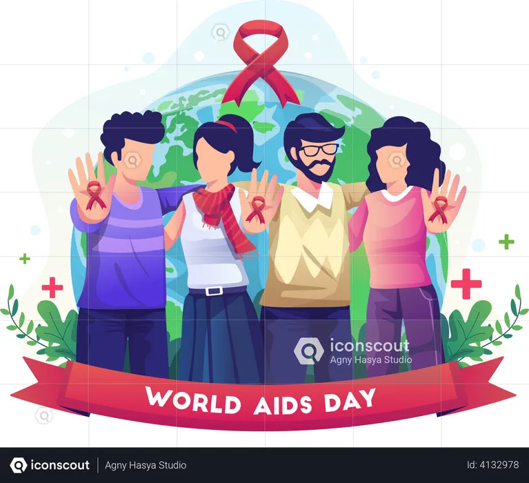 People campaigning about World AIDS Day  Illustration