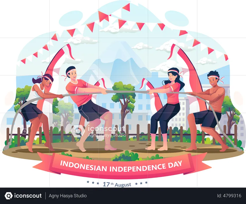 People celebrate Indonesian Independence Day  Illustration