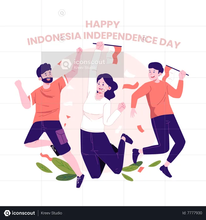 People celebrate Indonesian Independence day  Illustration