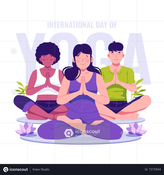 People celebrate international yoga day  Illustration