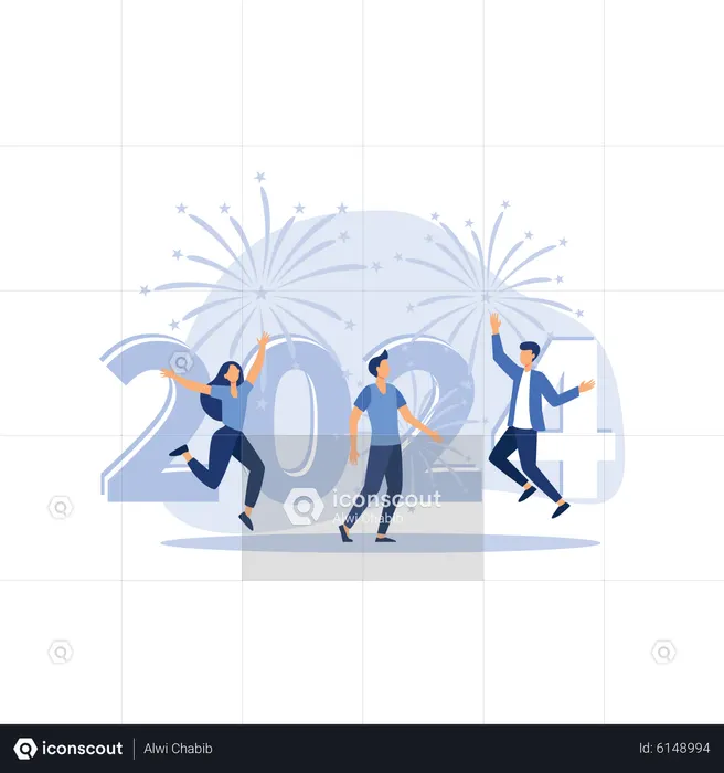 Best People celebrate new year Illustration download in PNG & Vector format