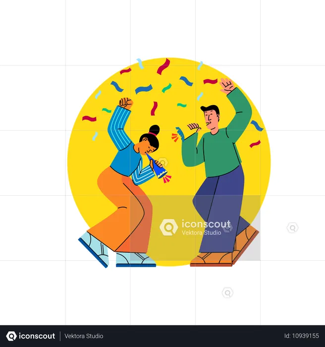 People celebrate new year party  Illustration