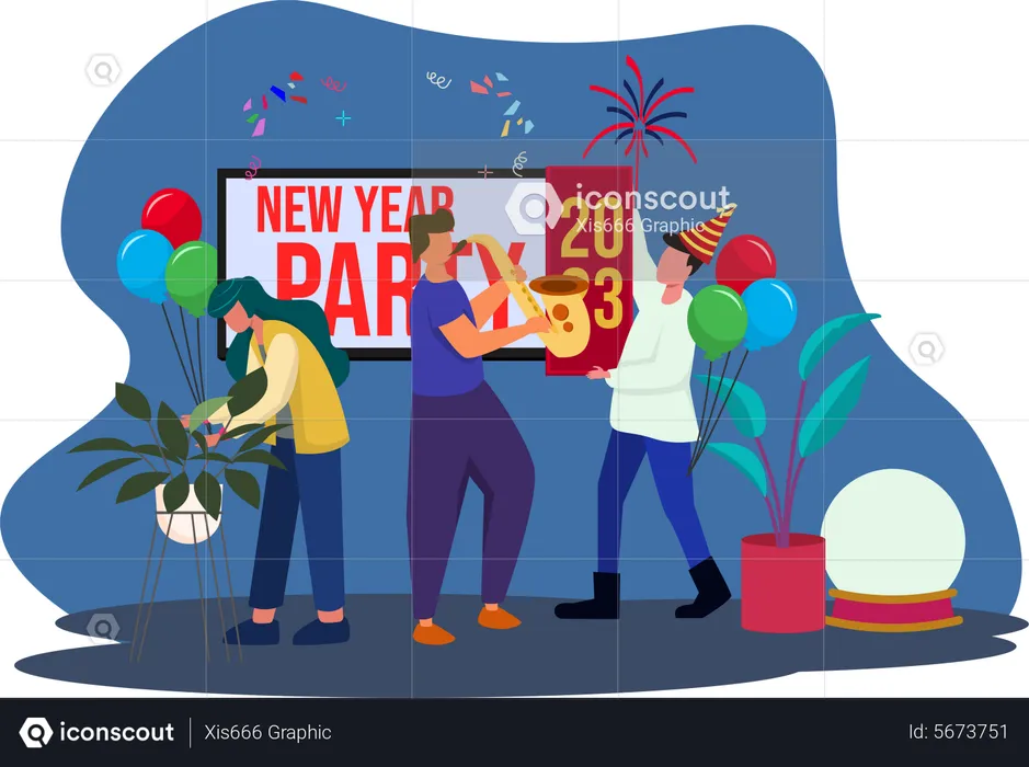 People Celebrate New Year Resolution  Illustration